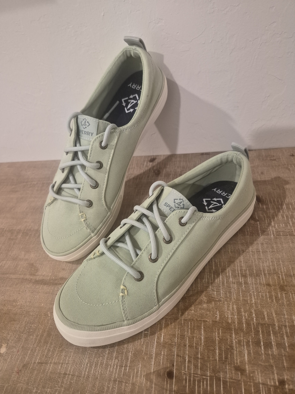 Sperry Women's Pale Green Canvas Lace-Up Sneakers